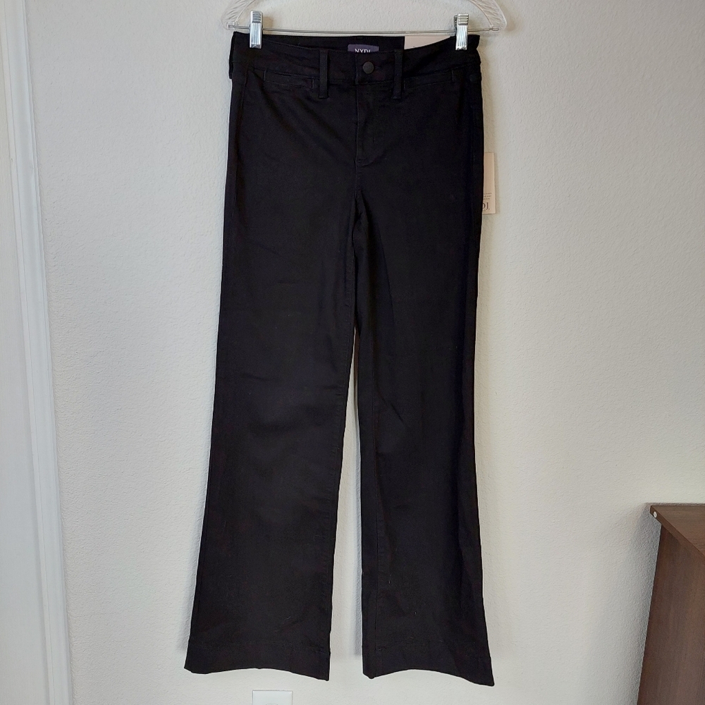 NYDJ Teresa Trouser Lift Tuck Wide Leg Jeans Pants Size 2 NWT Black - Picture 2 of 10